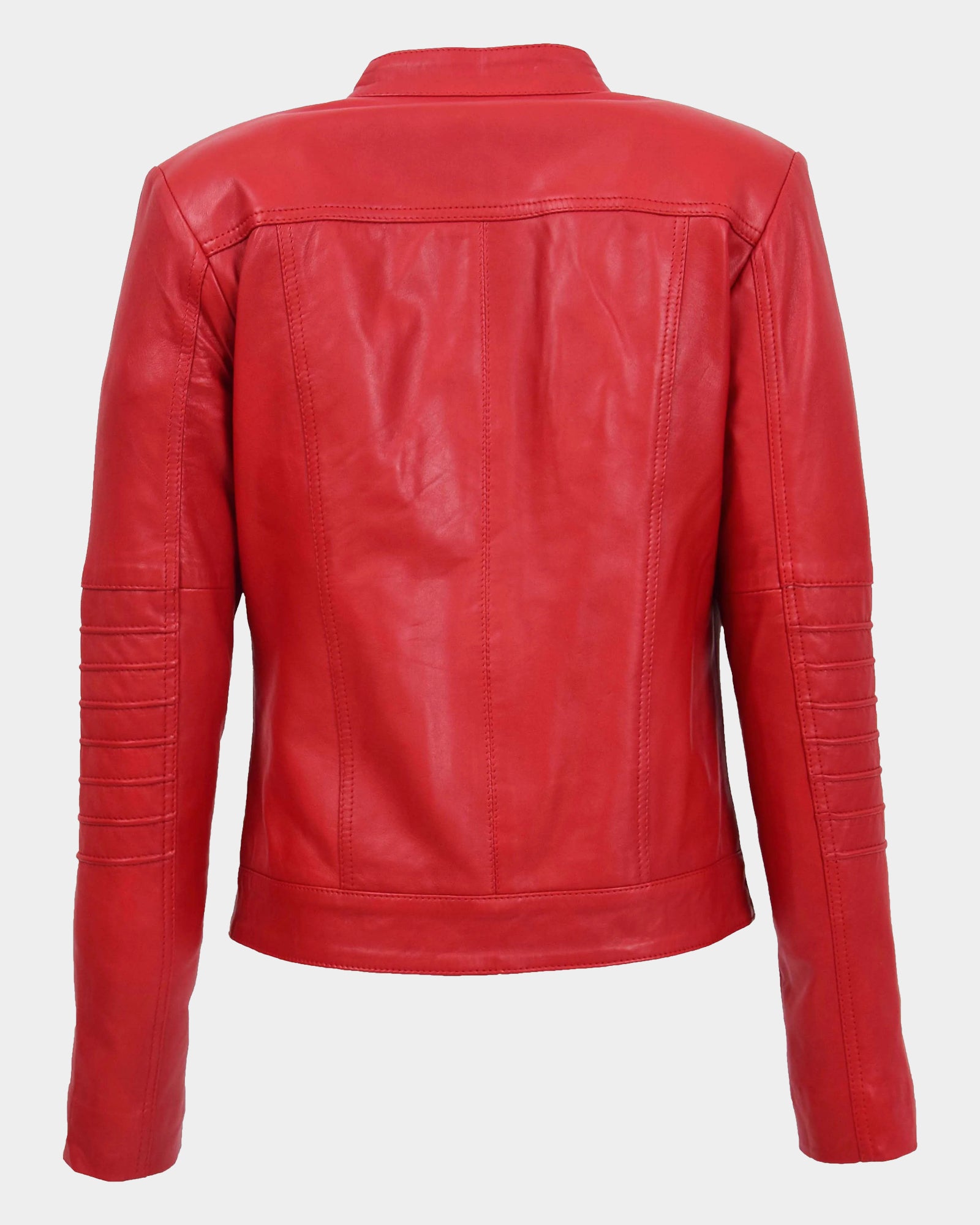Womens Leather Classic Biker Style Jacket Ignite Red