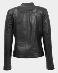 Womens Leather Classic Biker Style Jacket Nova Black