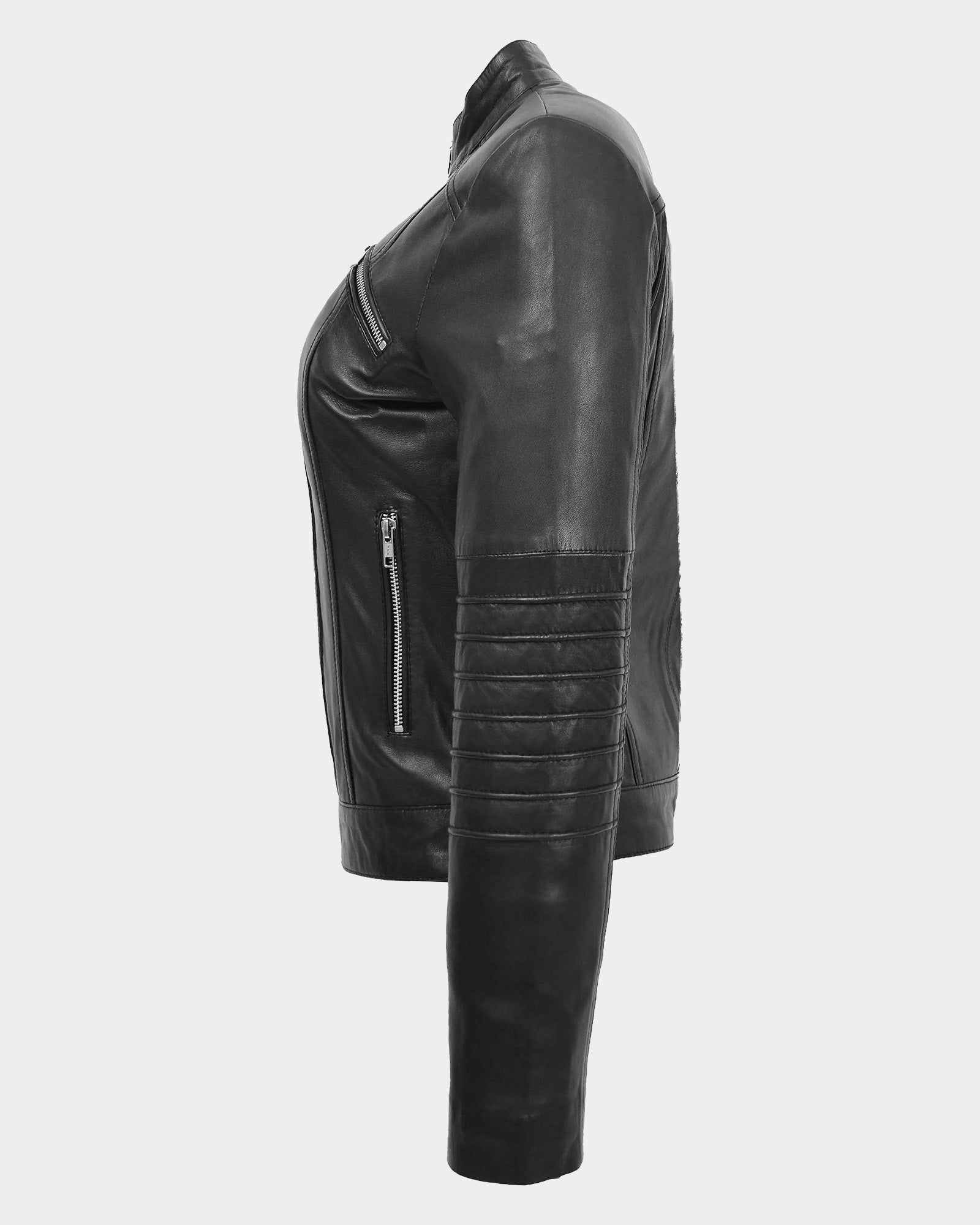 Womens Leather Classic Biker Style Jacket Nova Black