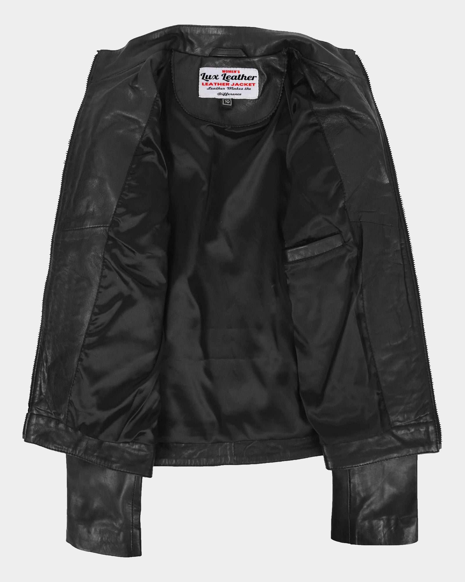 Womens Leather Classic Biker Style Jacket Nova Black