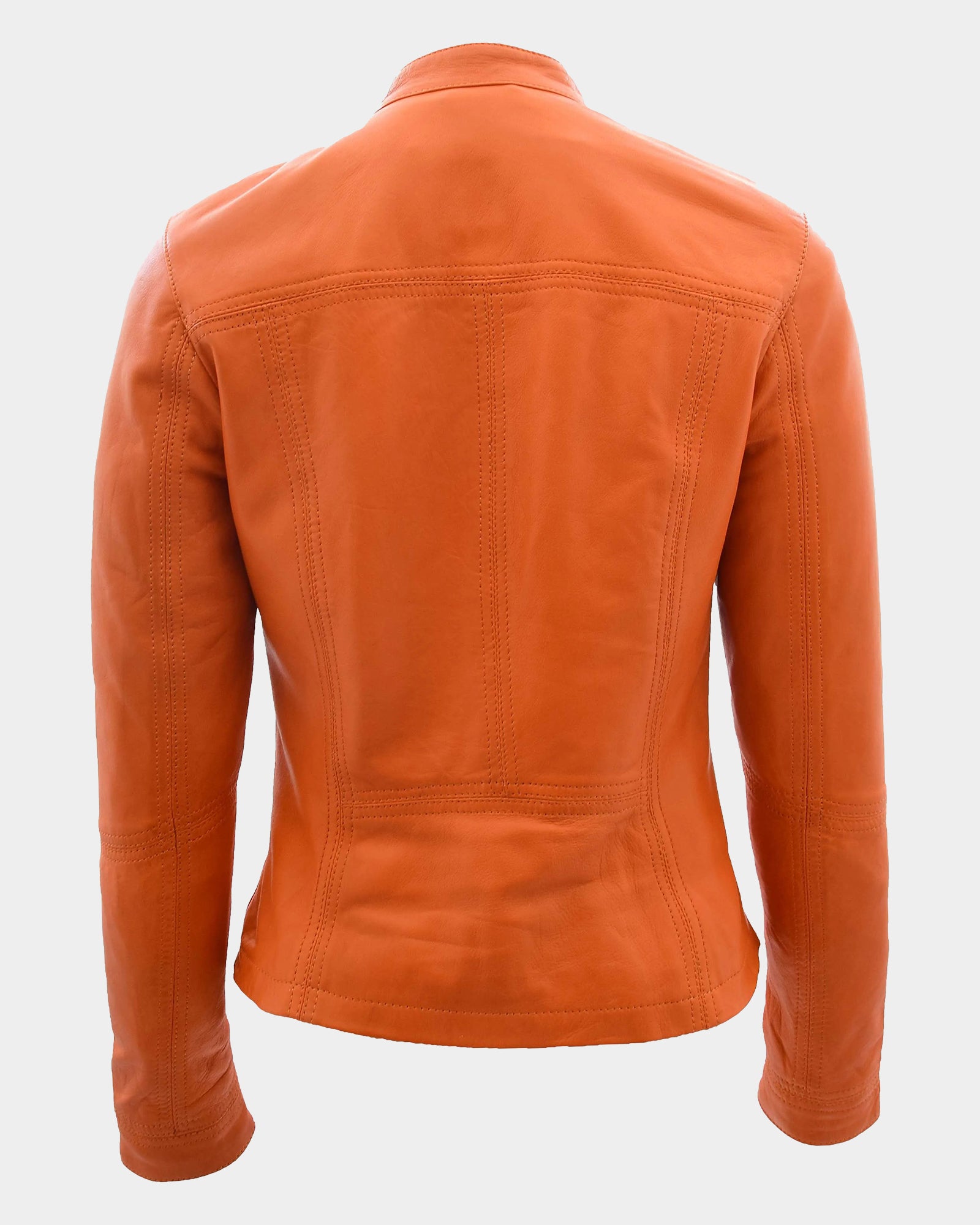 Womens Leather Classic Biker Style Tayla Jacket Blissful Orange