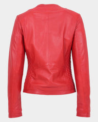 Womens Leather Classic Biker Style Tayla Jacket Ignite Red