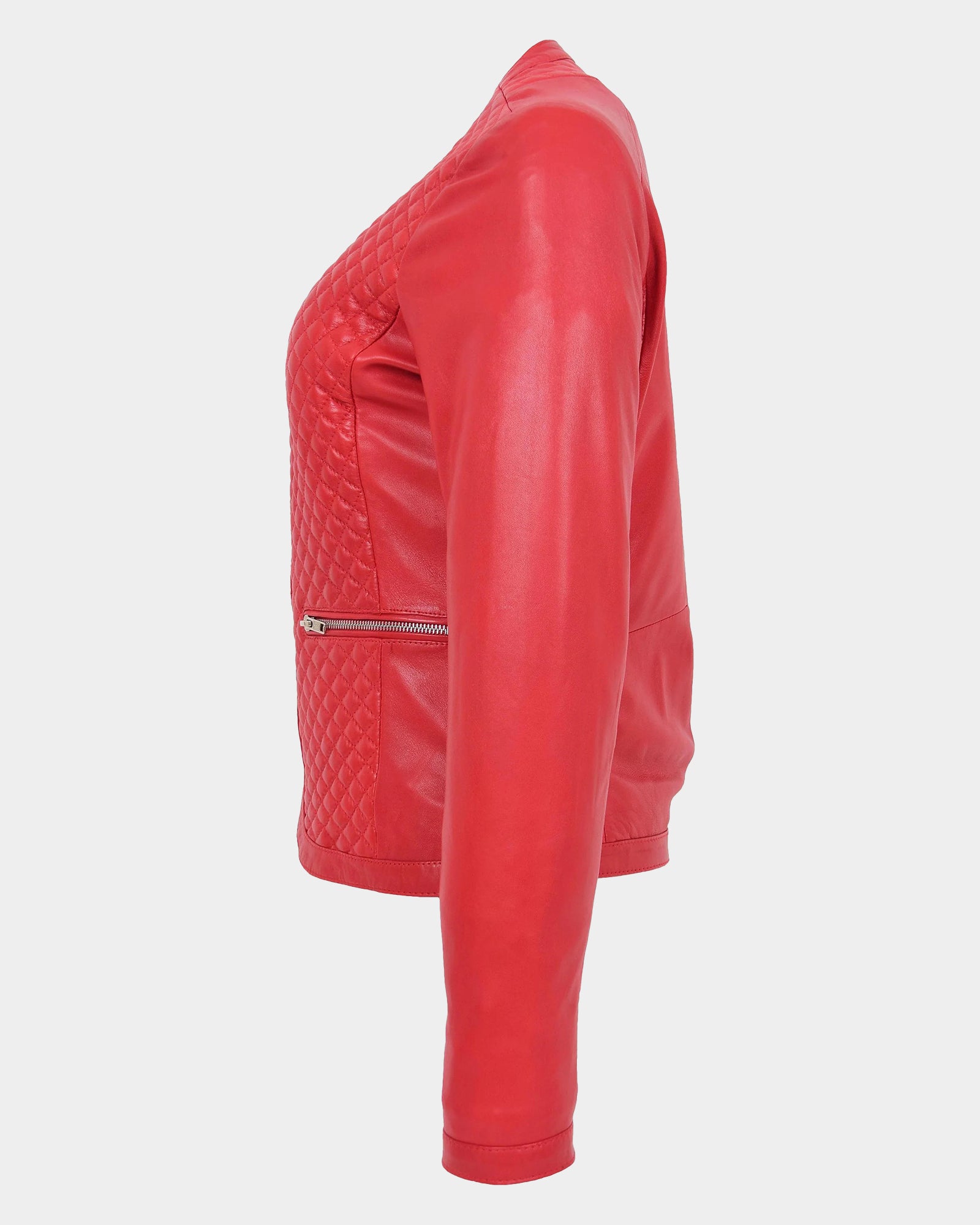 Womens Leather Classic Biker Style Tayla Jacket Ignite Red