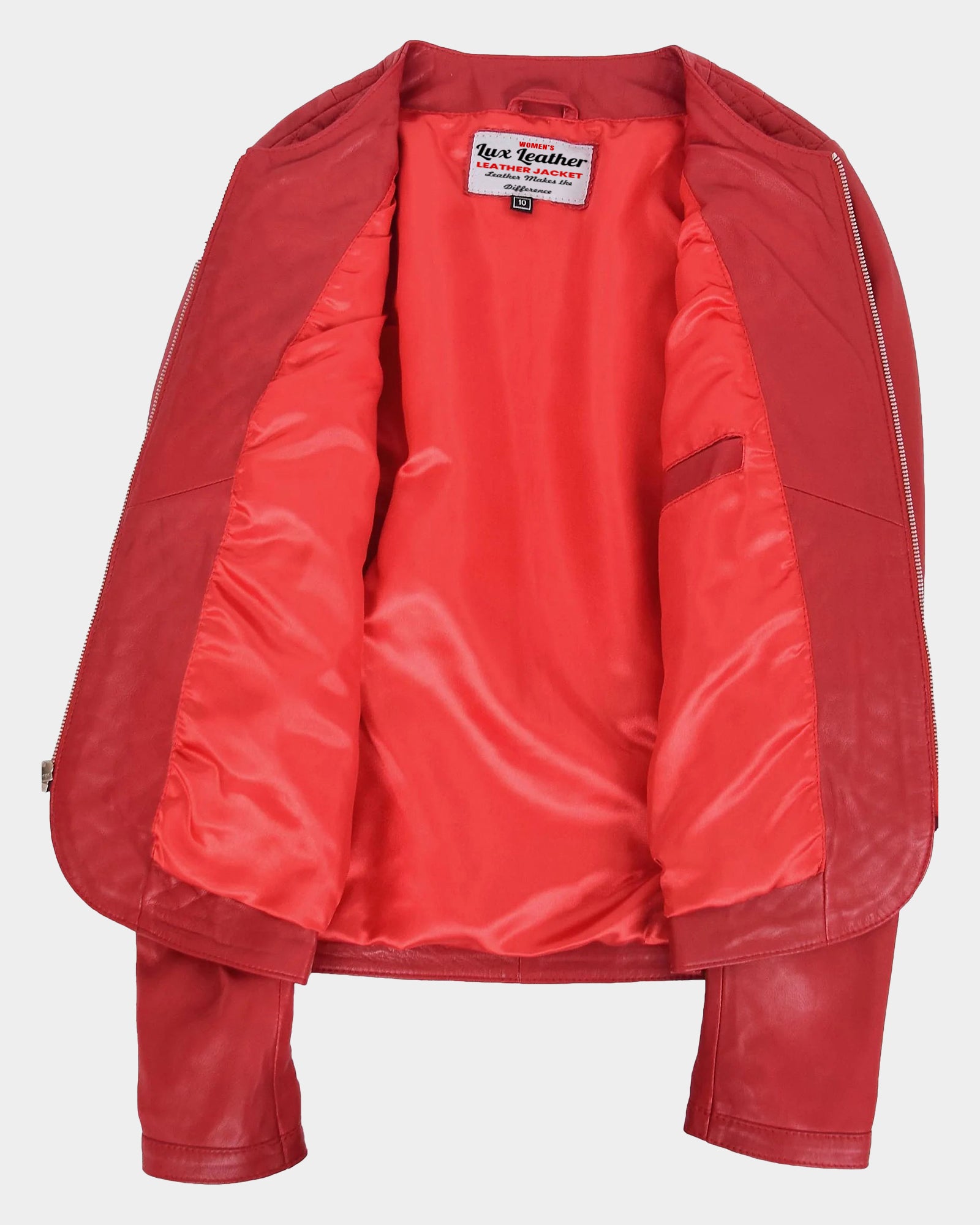 Womens Leather Classic Biker Style Tayla Jacket Ignite Red
