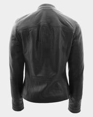 Womens Leather Classic Biker Style Tayla Jacket Nova Black