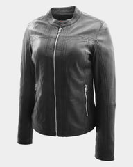Womens Leather Classic Biker Style Tayla Jacket Nova Black