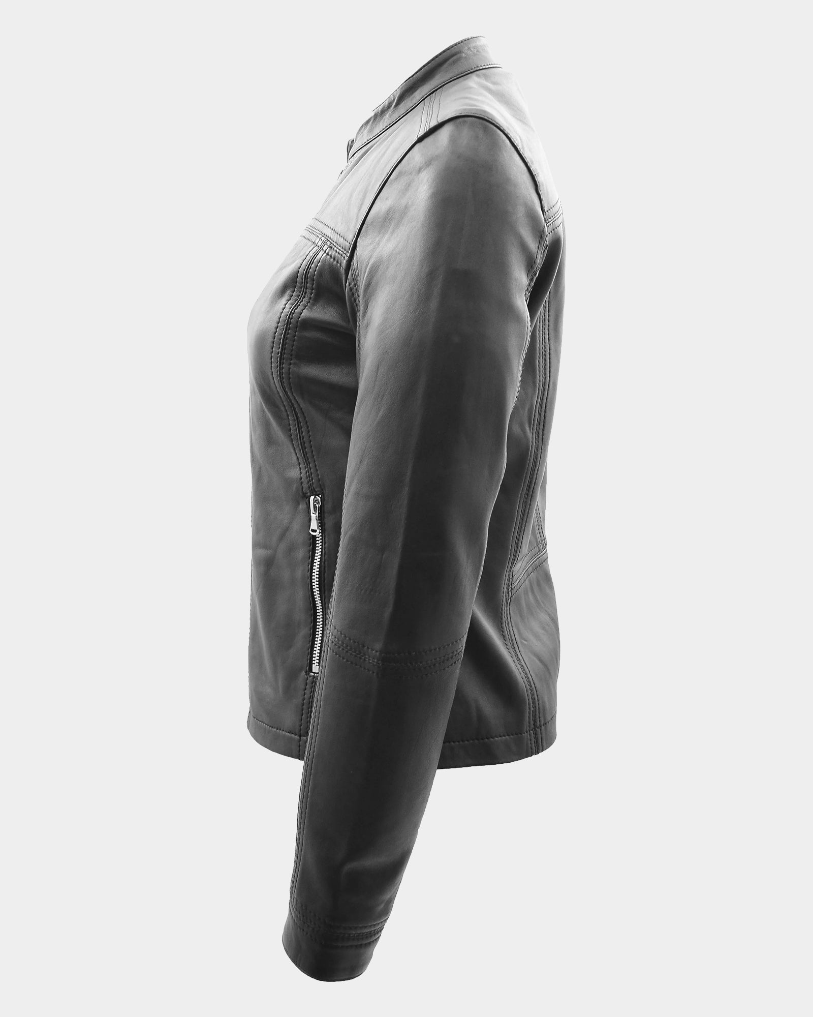 Womens Leather Classic Biker Style Tayla Jacket Nova Black