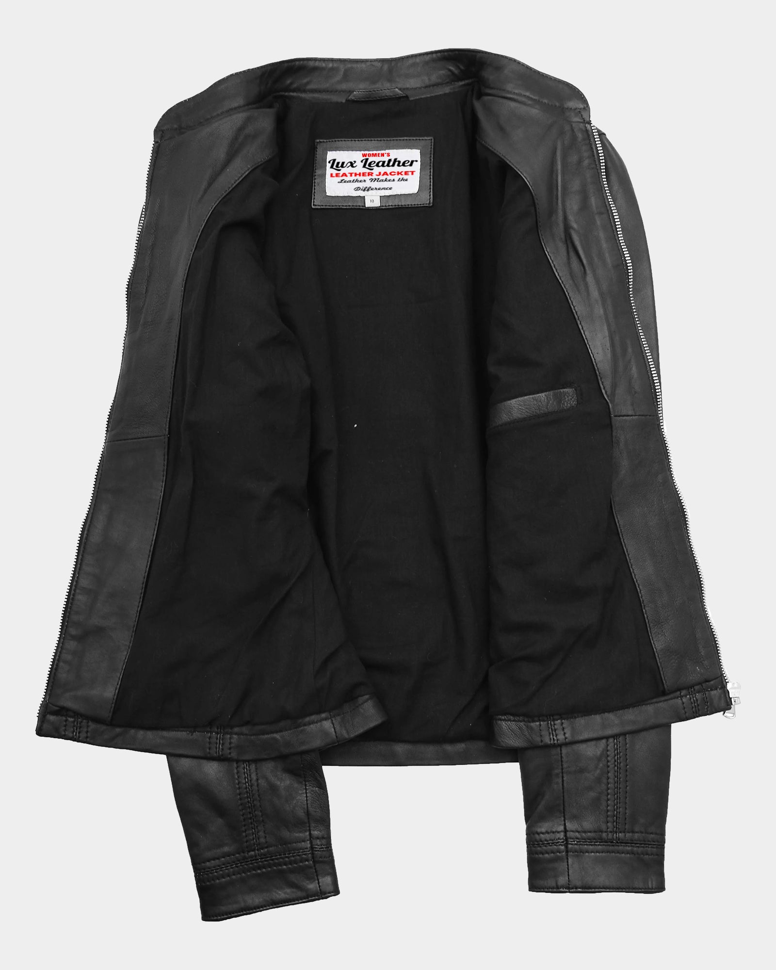 Womens Leather Classic Biker Style Tayla Jacket Nova Black