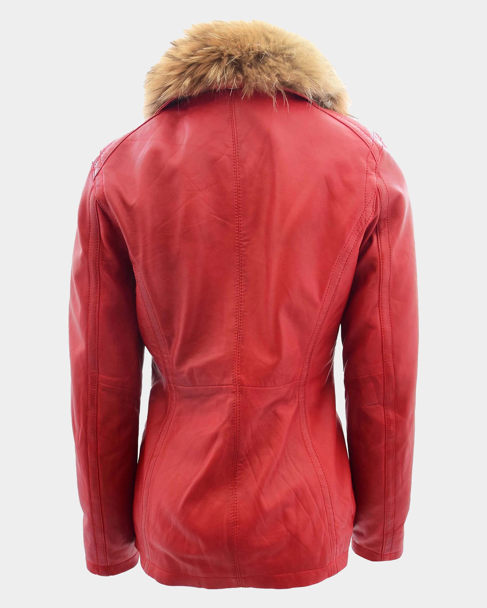 Womens Leather Jacket with Detachable Collar Dalia Ignite Red