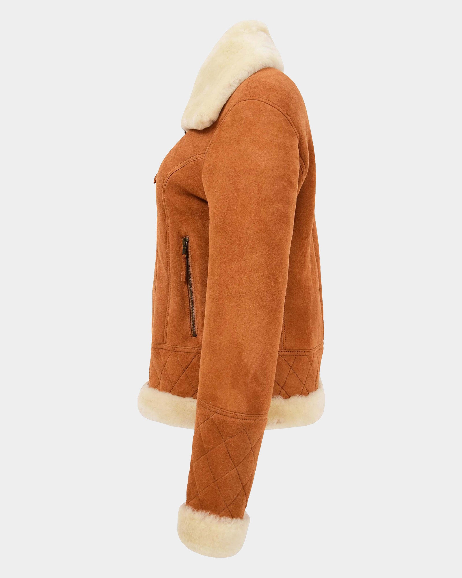 Womens Merino Sheepskin Aviator Jacket Dynamo Tan