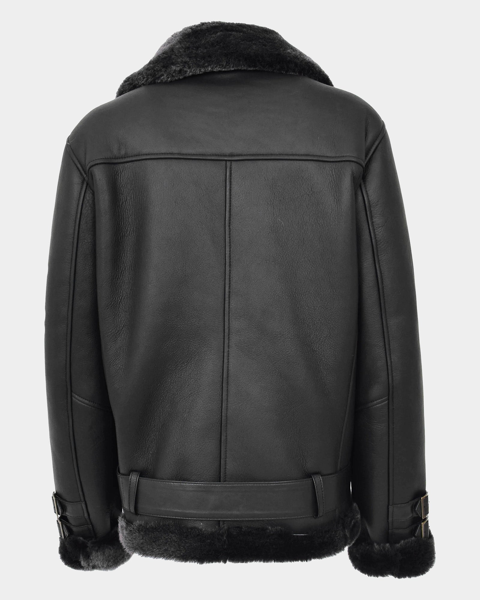 Womens Sheepskin Aviator Cross Zip Pilot Jacket Nova Black
