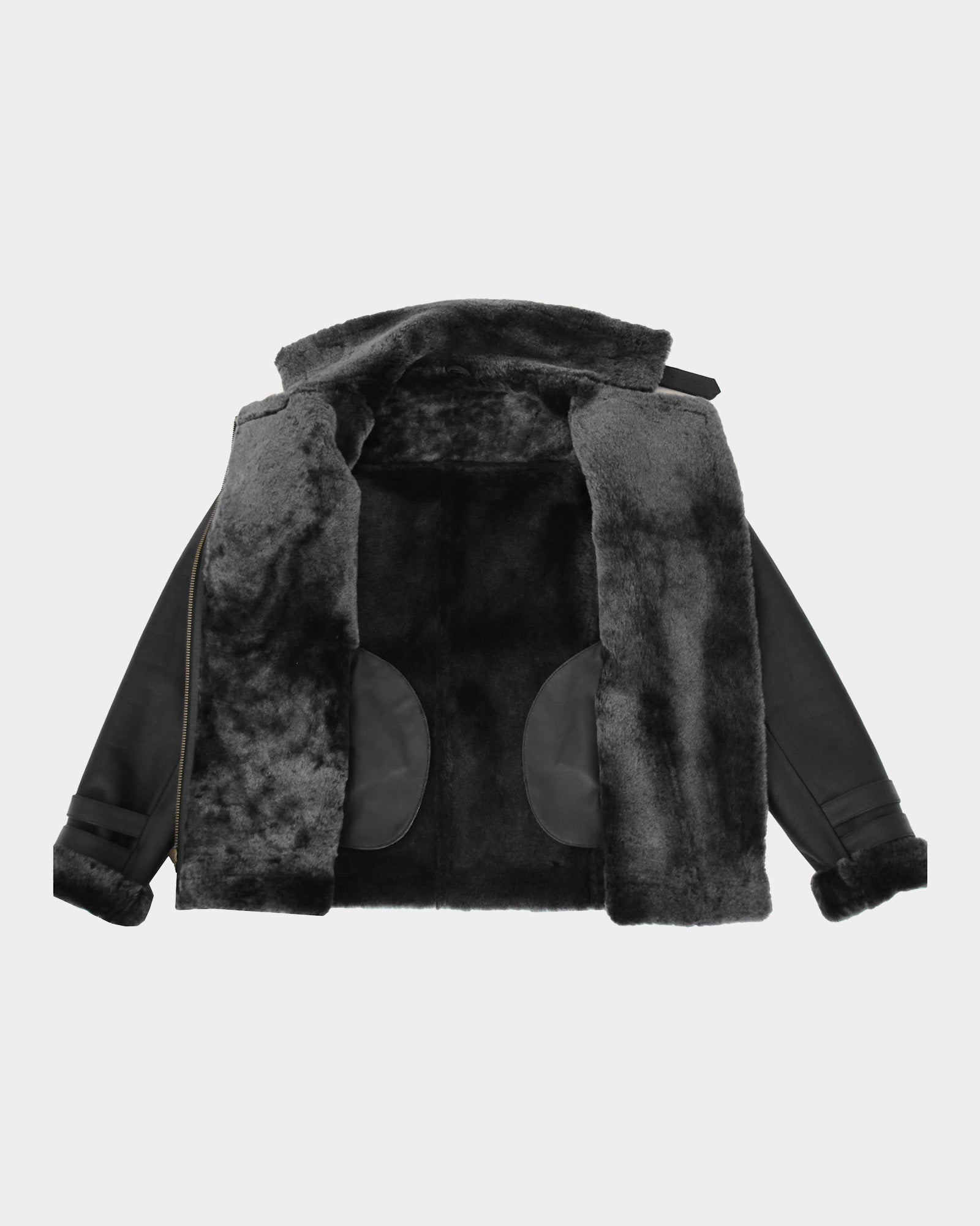 Womens Sheepskin Aviator Cross Zip Pilot Jacket Nova Black