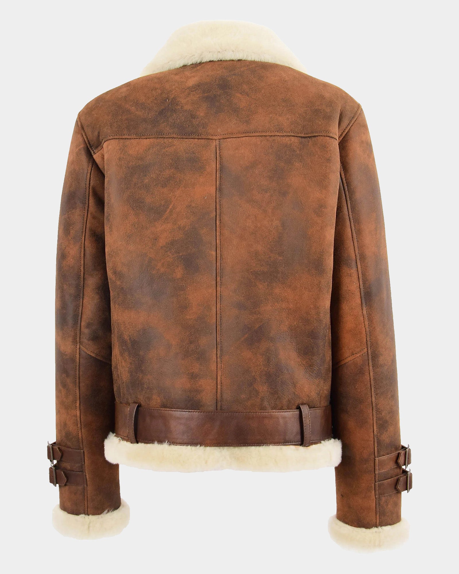 Womens Sheepskin Aviator Cross Zip Pilot Jacket Zenith Vintage Brown