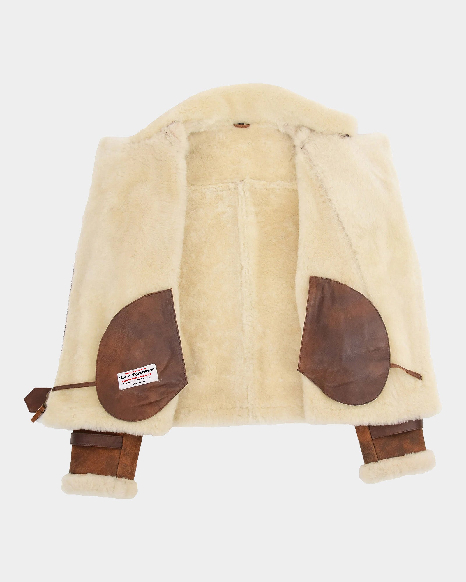 Womens Sheepskin Aviator Cross Zip Pilot Jacket Zenith Vintage Brown