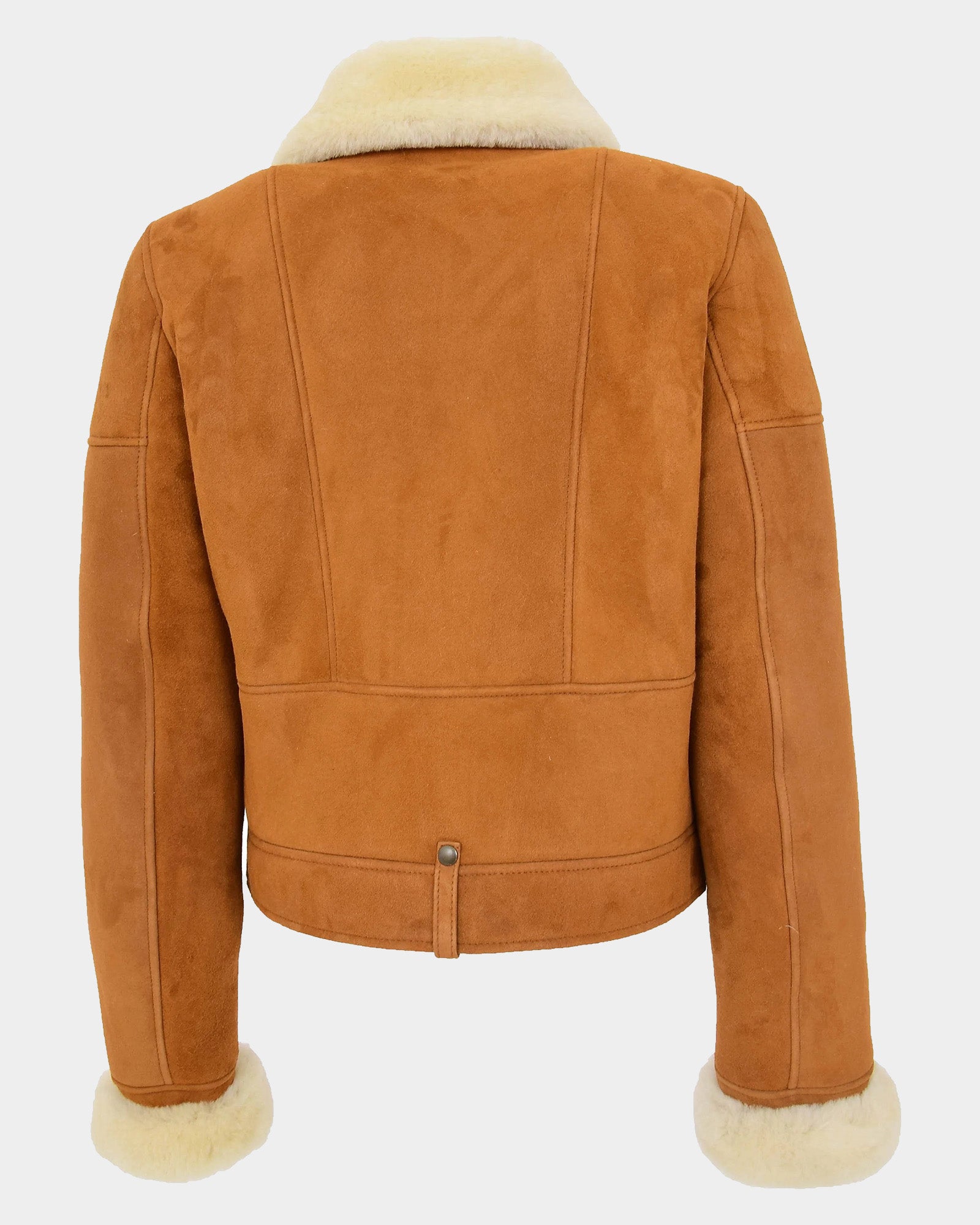 Womens Sheepskin Aviator Pilot Jacket Dynamo Tan White