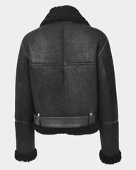 Womens Sheepskin Aviator RAF Pilot Jacket Nova Black