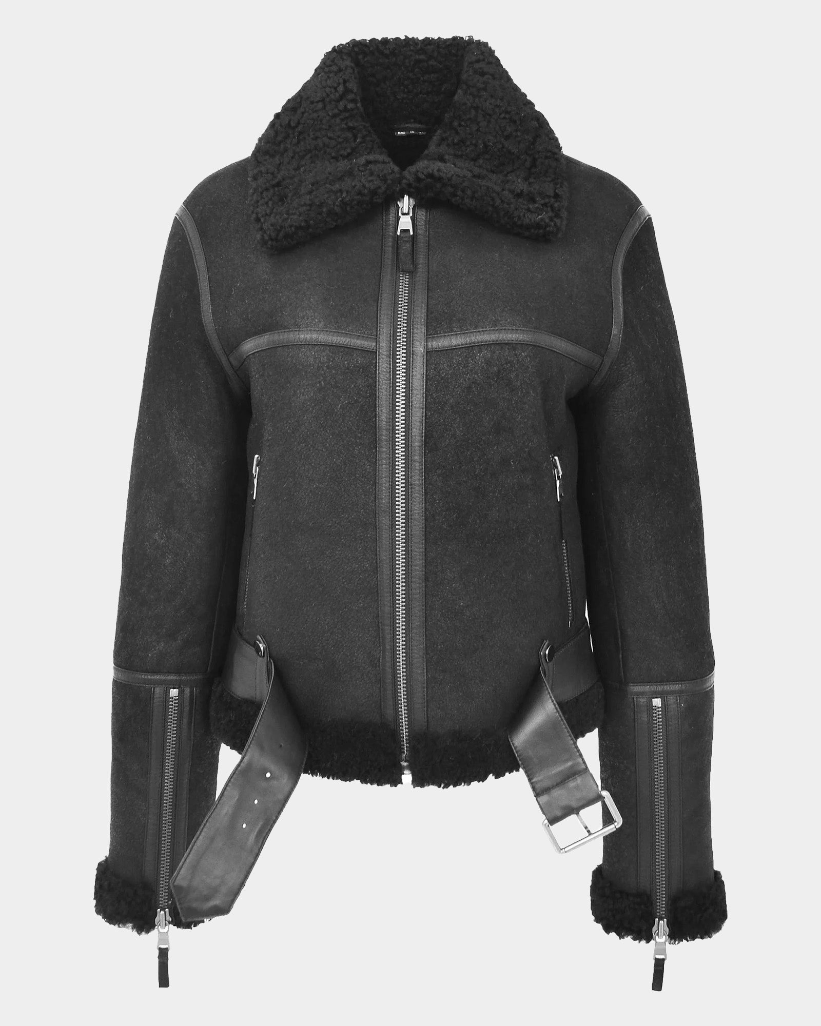 Womens Sheepskin Aviator RAF Pilot Jacket Nova Black