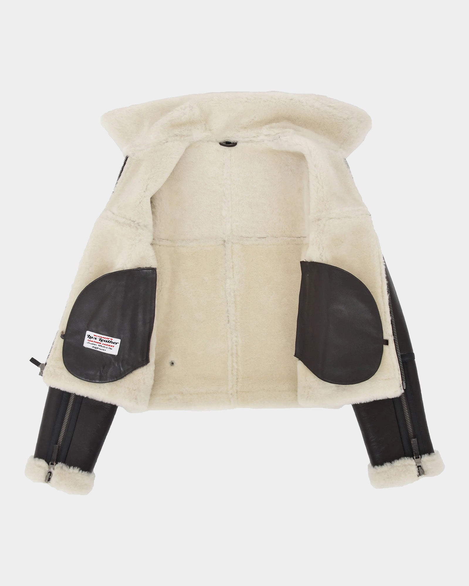 Womens Sheepskin Aviator RAF Pilot Jacket Zenith Brown White