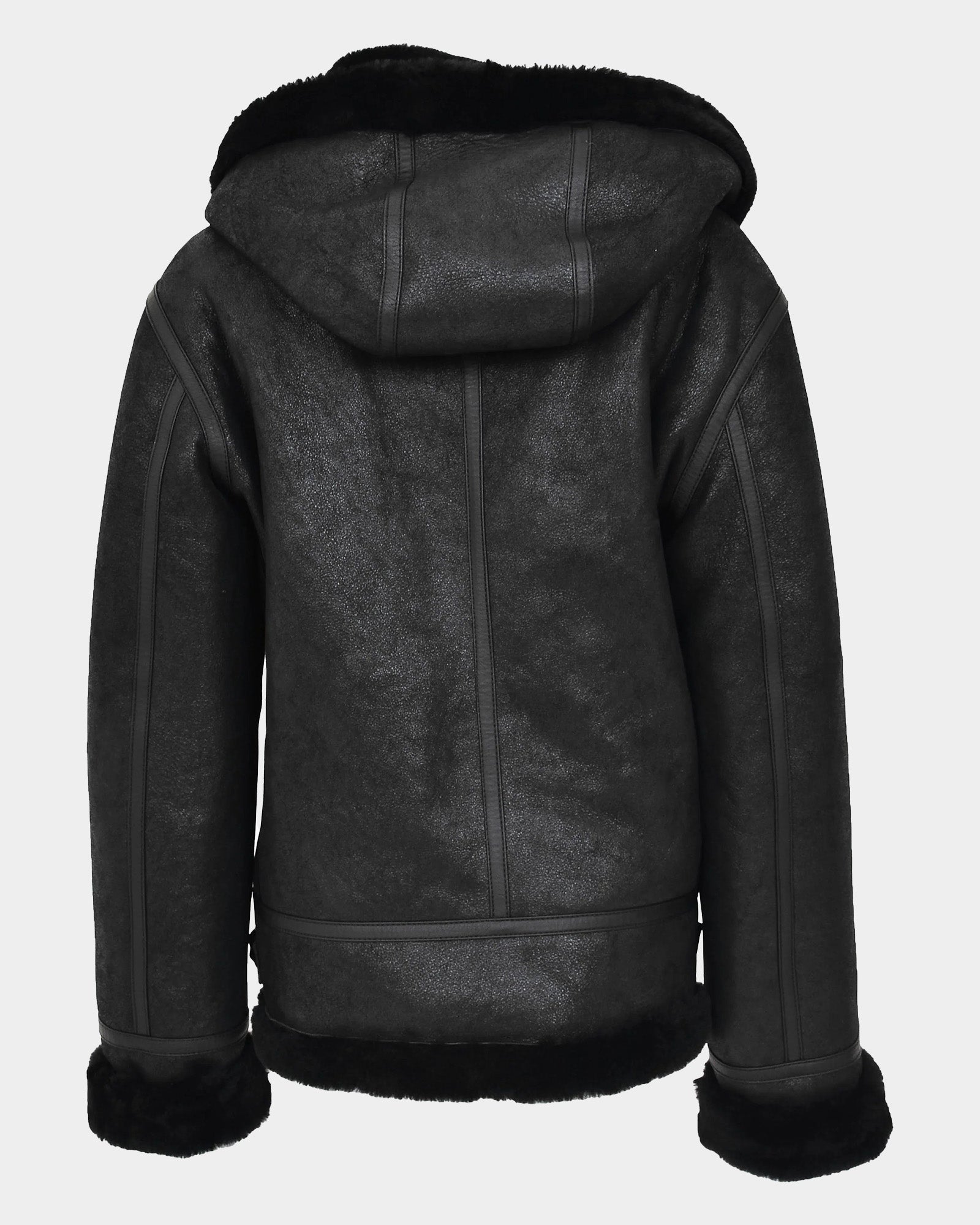 Womens Sheepskin B3 Detachable Hoodie Jacket Nova Black
