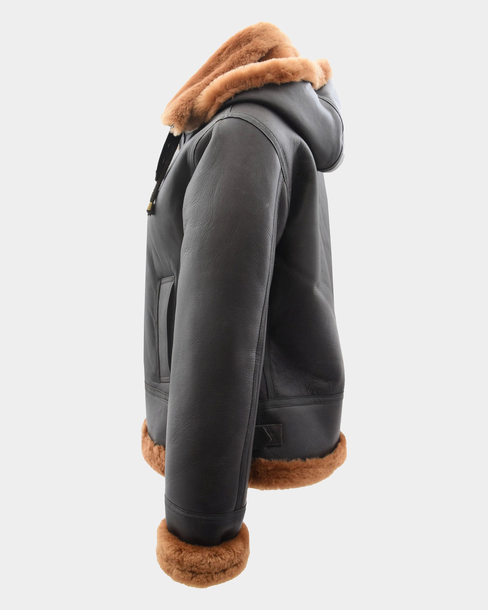 Womens Sheepskin B3 Detachable Hoodie Jacket Zenith Brown Ginger