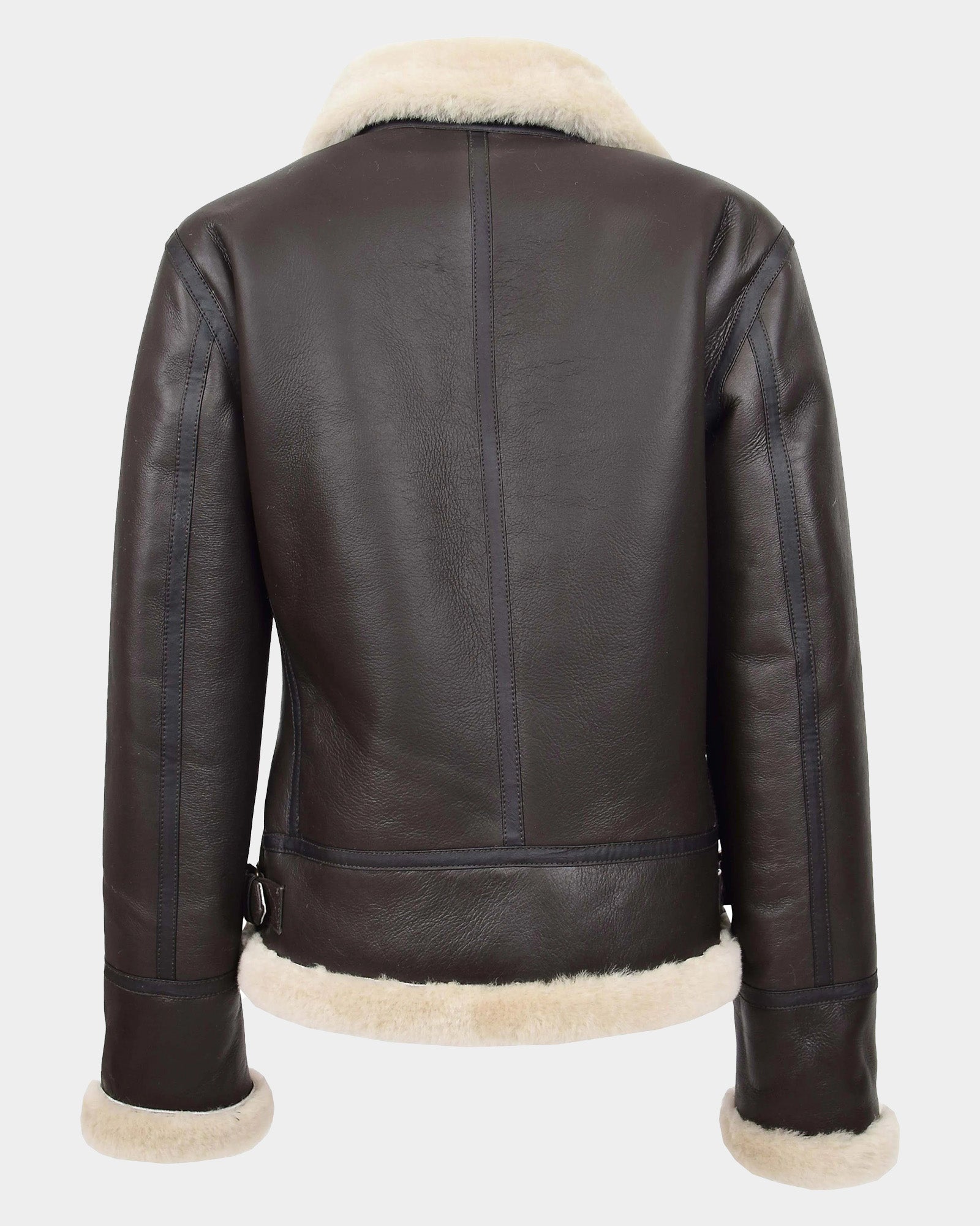 Womens Sheepskin B3 Detachable Hoodie Jacket Zenith Brown White