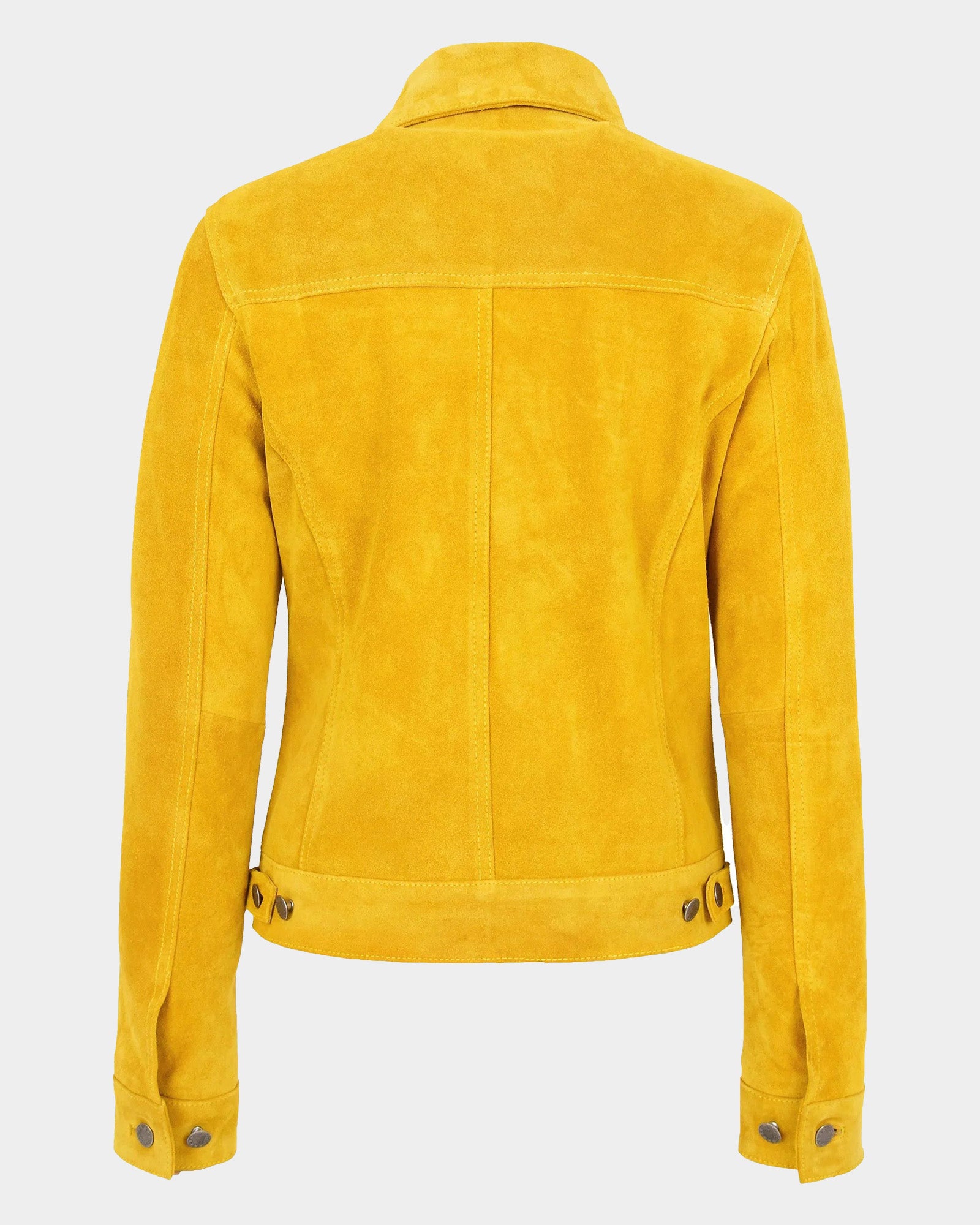 Womens Soft Suede Trucker Style Jacket Alma Vivid Yellow