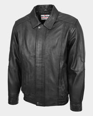 Mens Bomber Leather Jacket Classic Style Jim Nova Black
