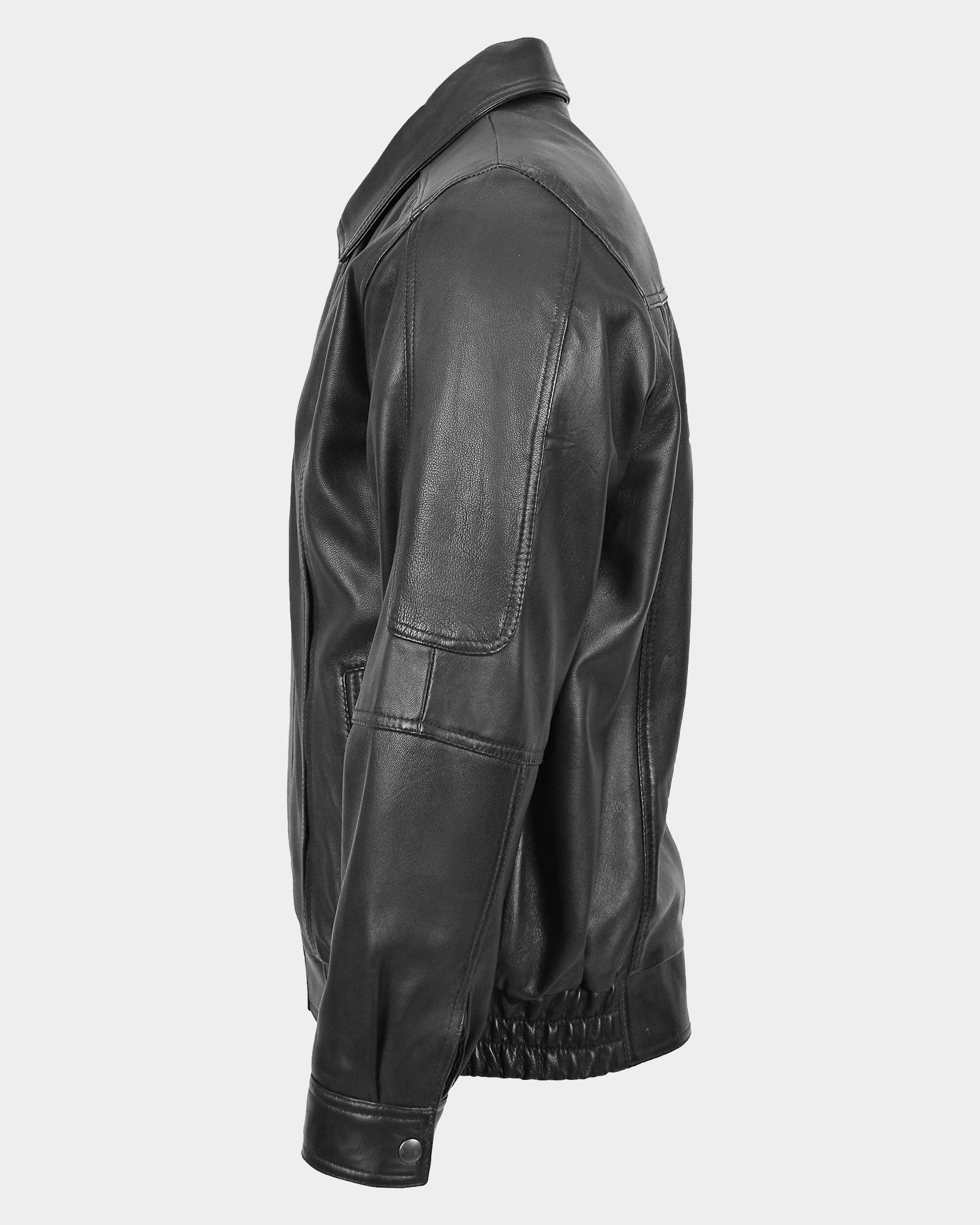 Mens Bomber Leather Jacket Classic Style Jim Nova Black