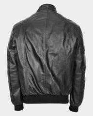 Mens Leather Bomber Flight Jacket Tom Nova Black