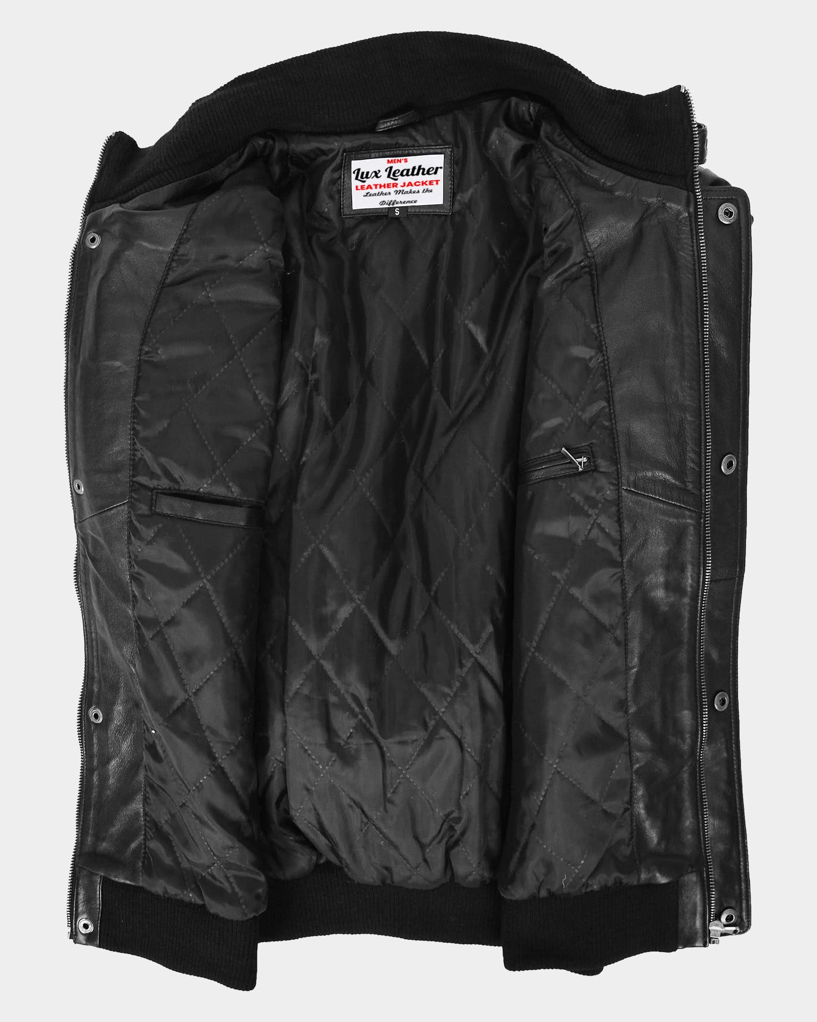 Mens Leather Bomber Flight Jacket Tom Nova Black