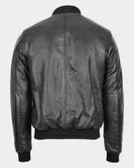 Mens Leather MA-1 Bomber Jacket Ryan Nova Black
