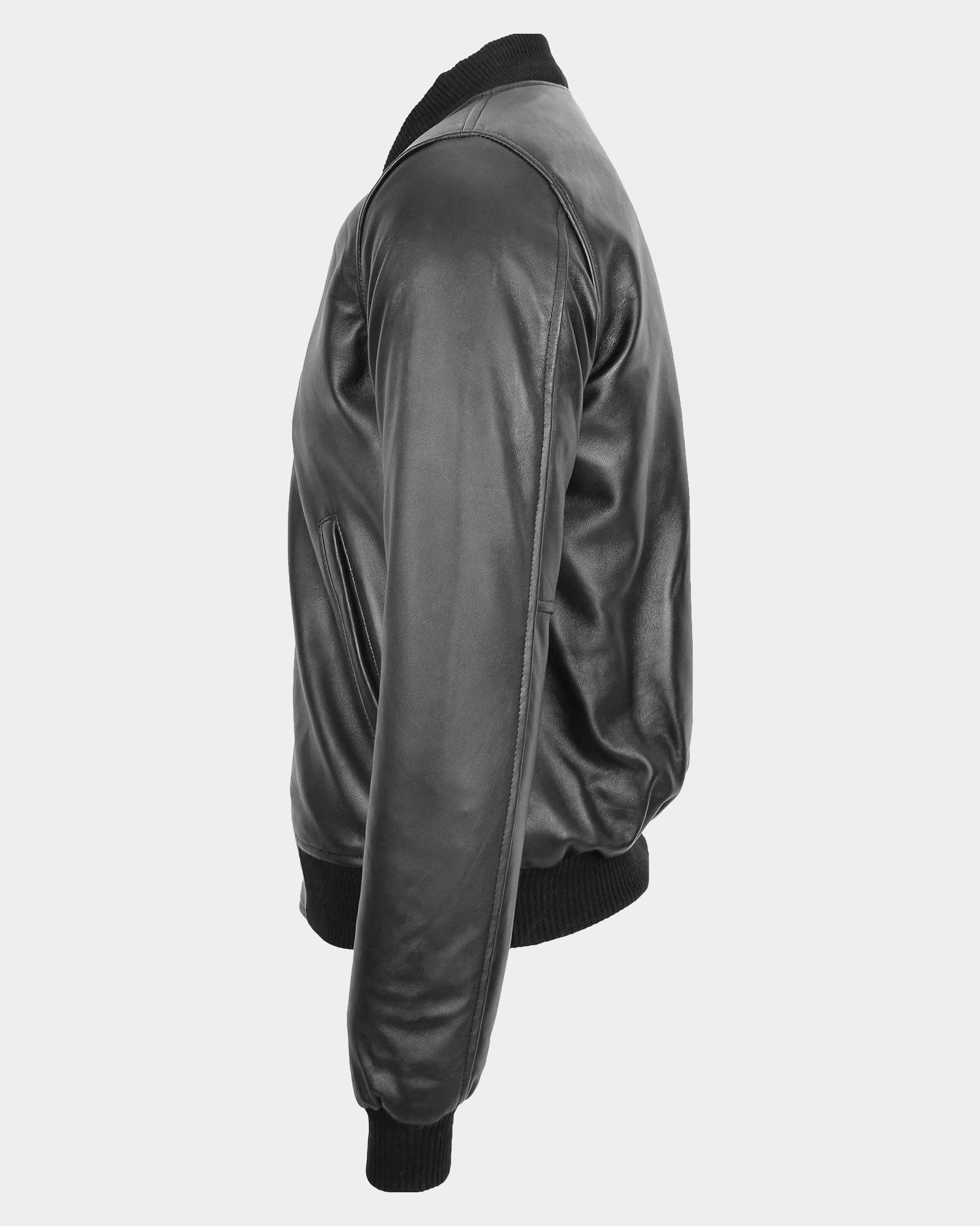Mens Leather MA-1 Bomber Jacket Ryan Nova Black