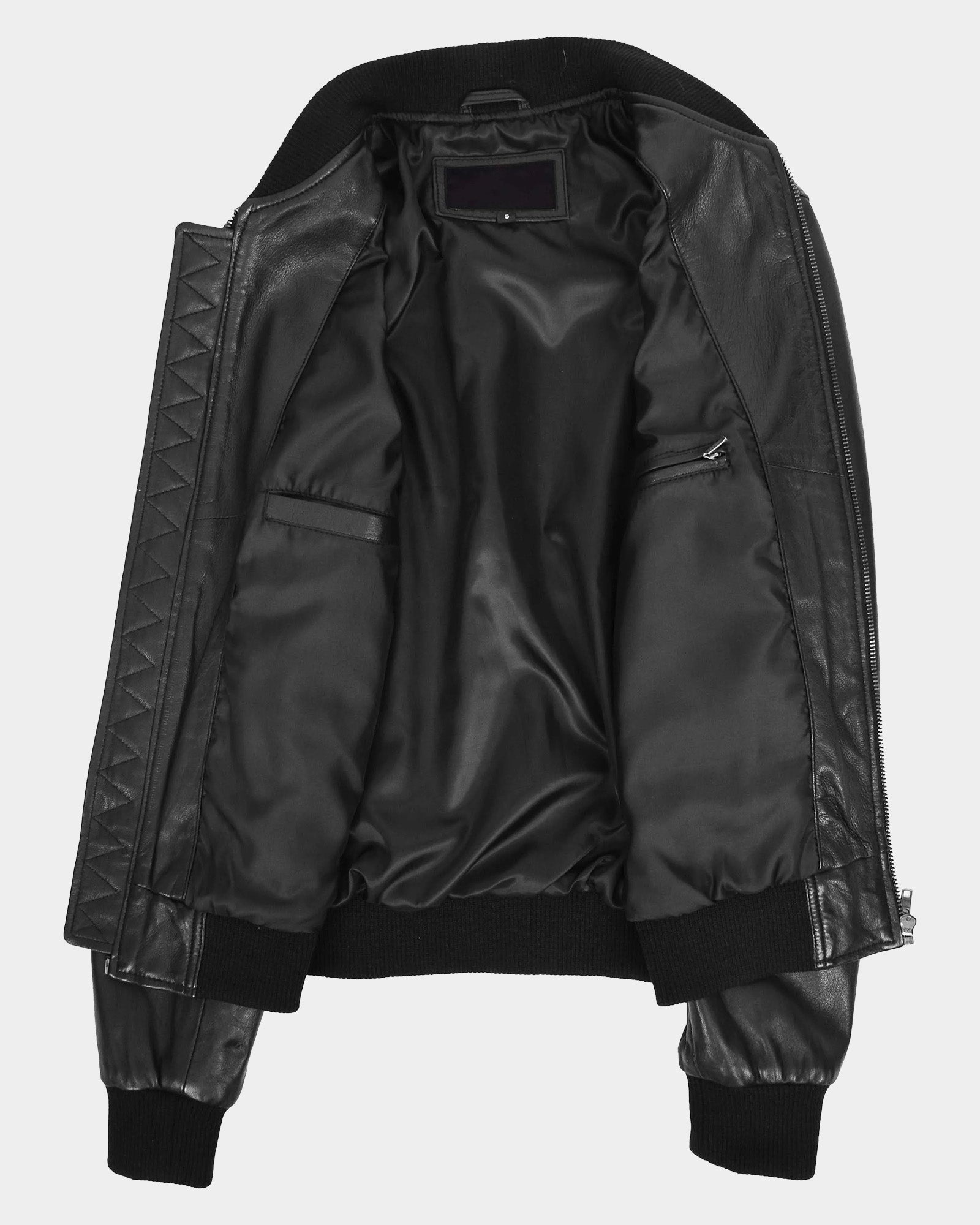 Mens Leather MA-1 Bomber Jacket Ryan Nova Black