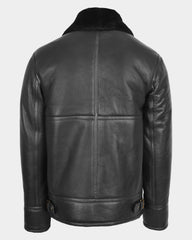 Mens Top Gun Style Sheepskin Jacket Oscar Nova Black