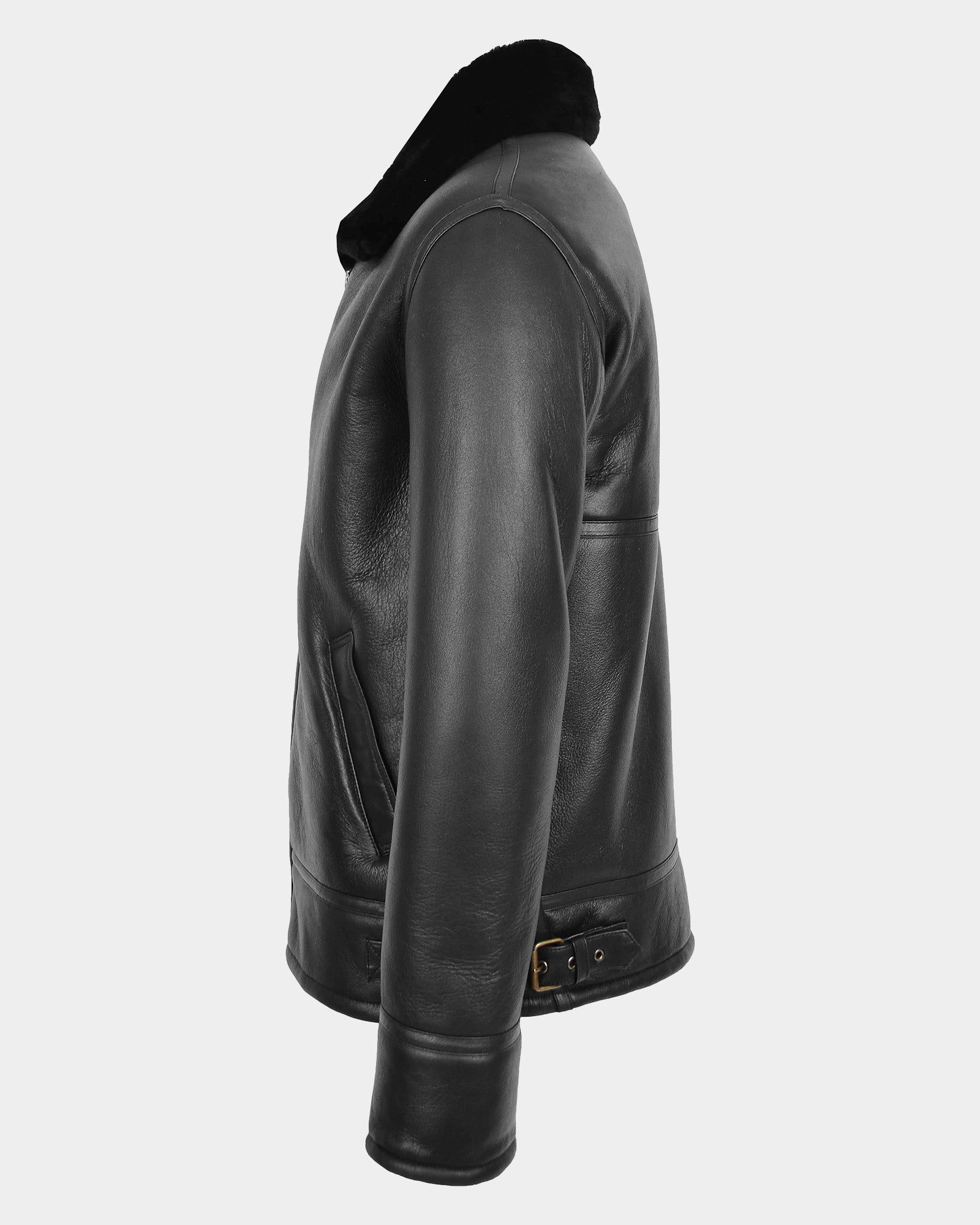 Mens Top Gun Style Sheepskin Jacket Oscar Nova Black